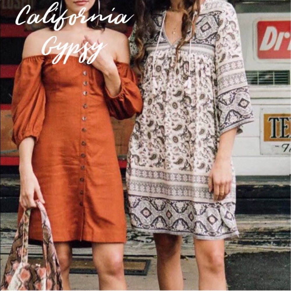 Gypsy Boho Western Paisley Floral Dress - Picture 7 of 14
